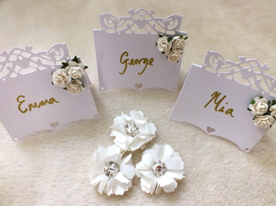 Beautiful Handmade Hearts Flourish Place Cards (Pack of 10)
