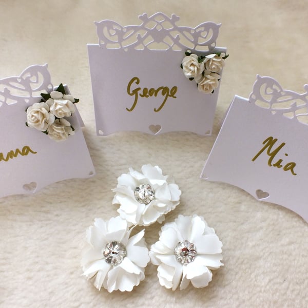 Beautiful Handmade Hearts Flourish Place Cards (Pack of 10)