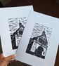 'The Town Hall.' Original handprinted linocut print.  - Image 5