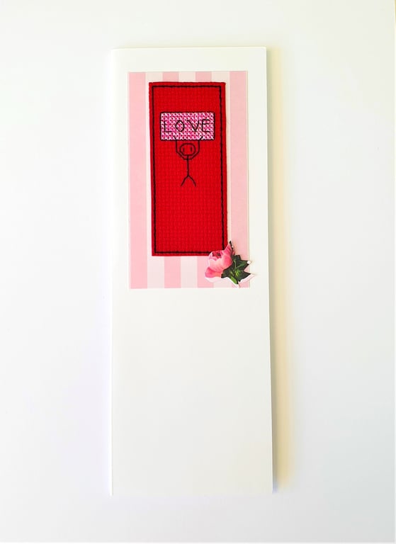 Cute Love quote Stickman cross stitch card