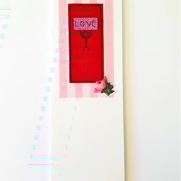 Cute Love quote Stickman cross stitch card