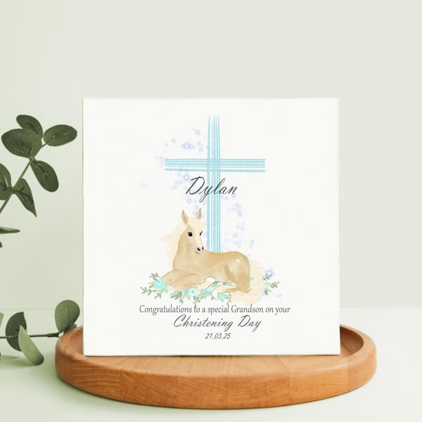 Christening Card, baptism keepsake , personalised with any name and date. 