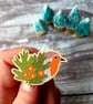 Robin Wooden Pin Brooch - Image 5