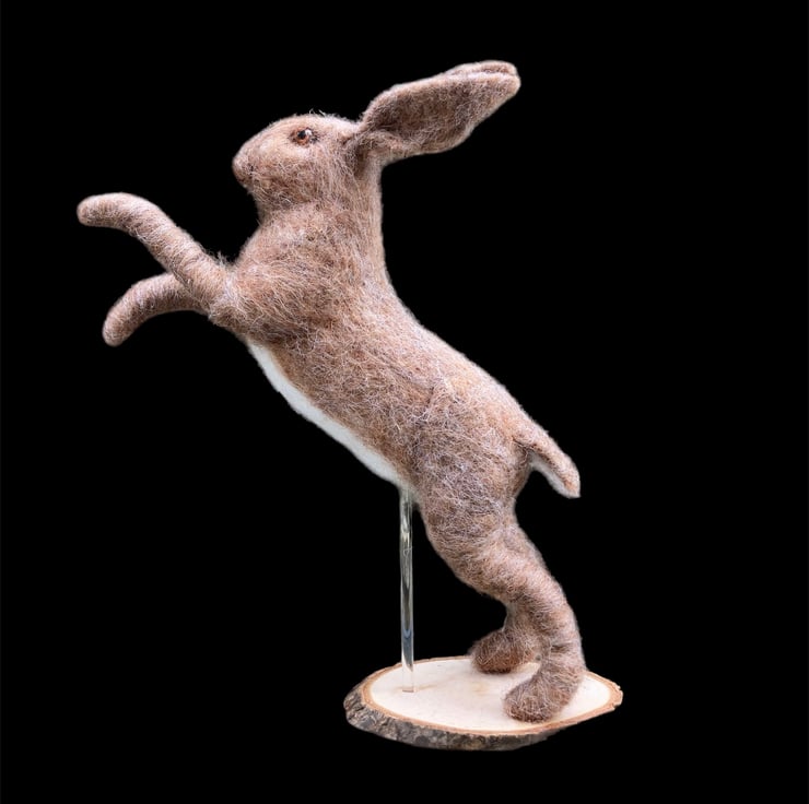 Boxing Hare model, needle felted woollen sculpt... - Folksy