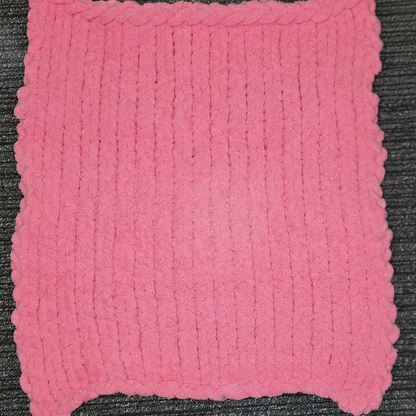 Chunky Knit Baby Blanket Plush Pink Chenille Handmade Nursery Blanket