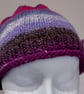 Handknit Noro single flowered Hat 100% Wool Purple Blue Magenta Small - Image 6