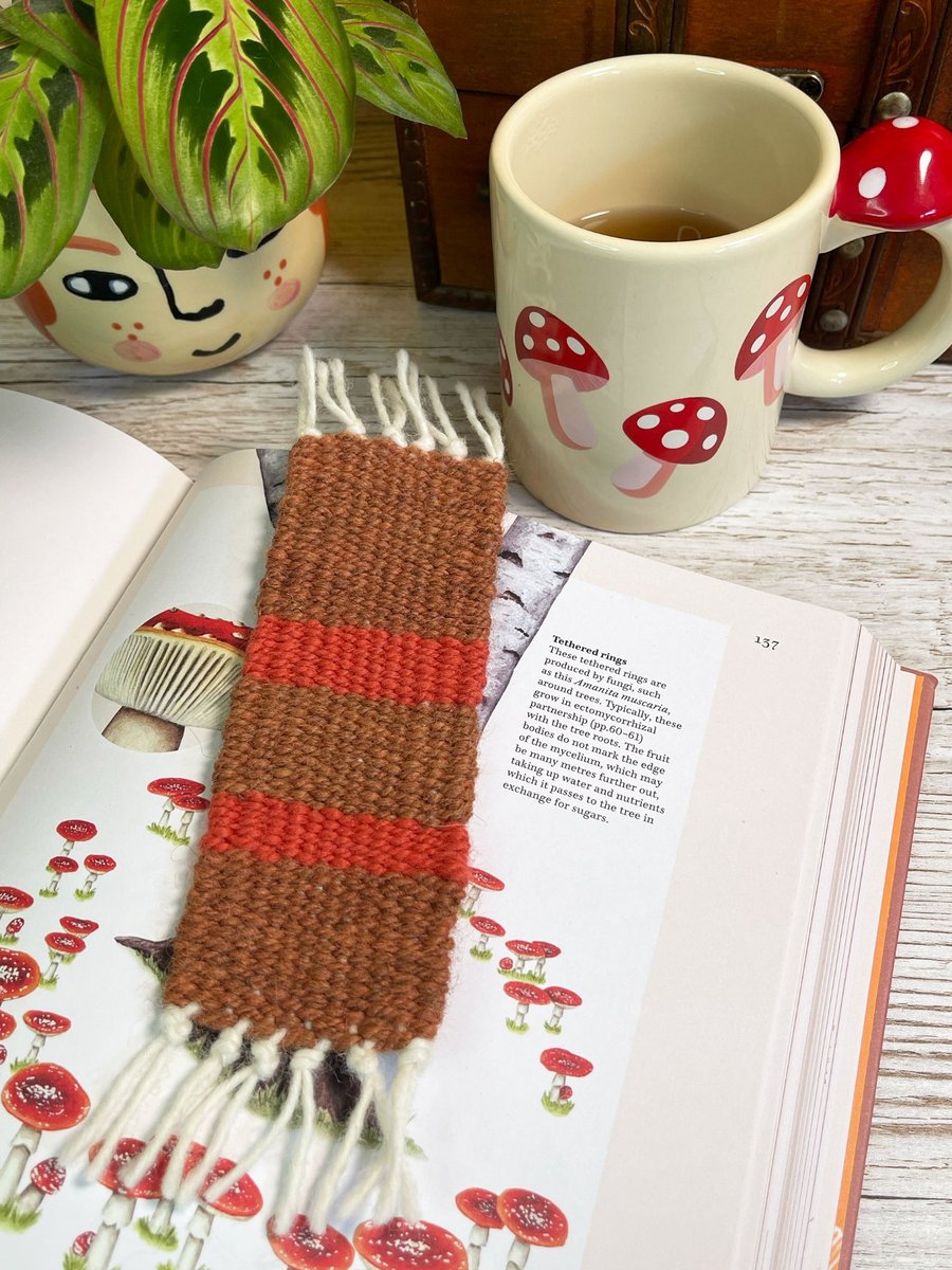 Hand Woven Bookmark in Handspun Yarn in Plant Dyed Yarns