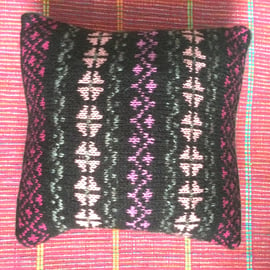 Black FairIsle Knitted Cushion