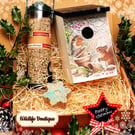 Handmade Festive Robin & Squirrel Nest Box Gift Set with seed and feeder 