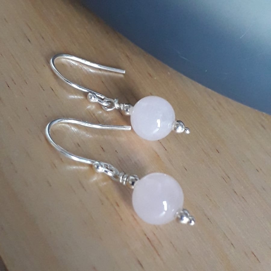 Rose Quartz earrings sterling silver gemstone drop earrings