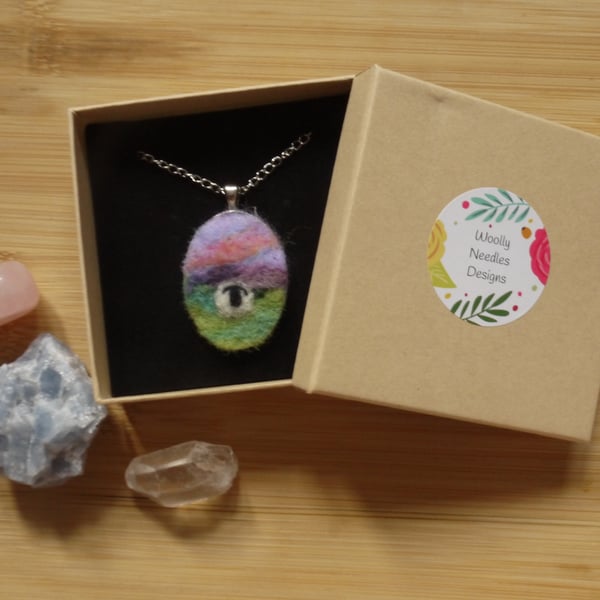 Needle felted Summer Sheep Pendant
