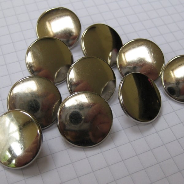 10 Super Shiny Silver Shank Buttons