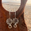 Eco Silver Mismatched Circles Earrings  