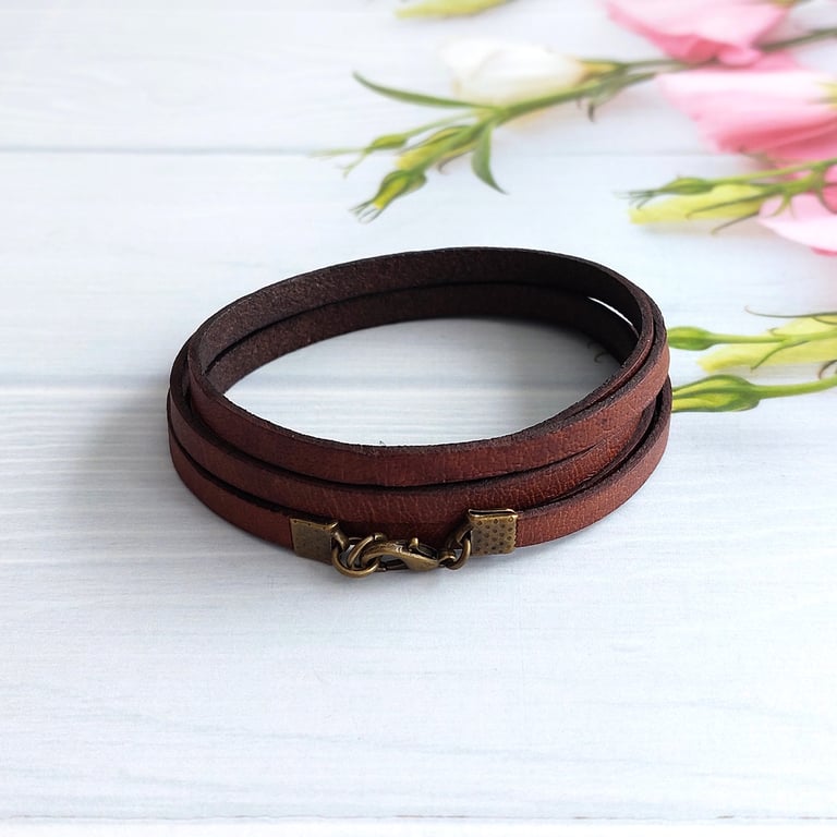 Brown Leather Bracelet for Men & Women