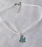 White Ribbon & Cord Adjustable Necklace with Blue Enamelled Angel Fish Pendant - Image 4