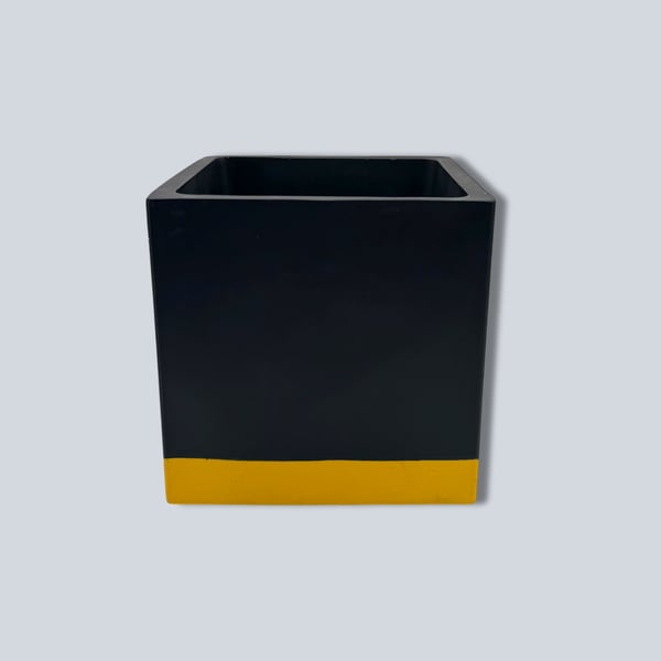 Black yellow square planter 10 cm indoor plant pot gift for plant lovers