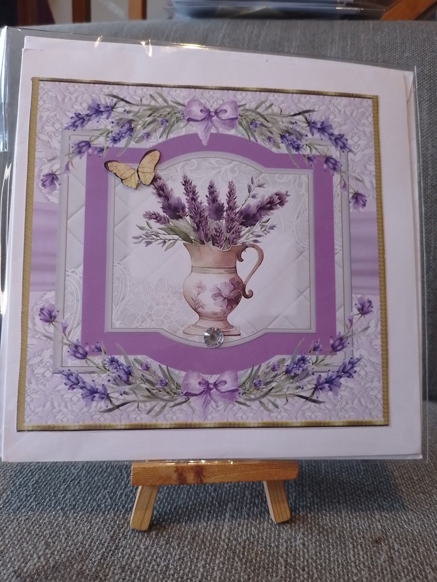 Lavender Flowers Handmade large card