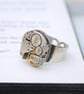 Mens Pinky Ring, Steampunk Ring, Steampunk Signet, Simple Silver Watch Movement  - Image 1
