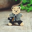 Vicar and Bible Bear, Handmade Teddy Bear Badge Pin, Thank You Gift For Vicar