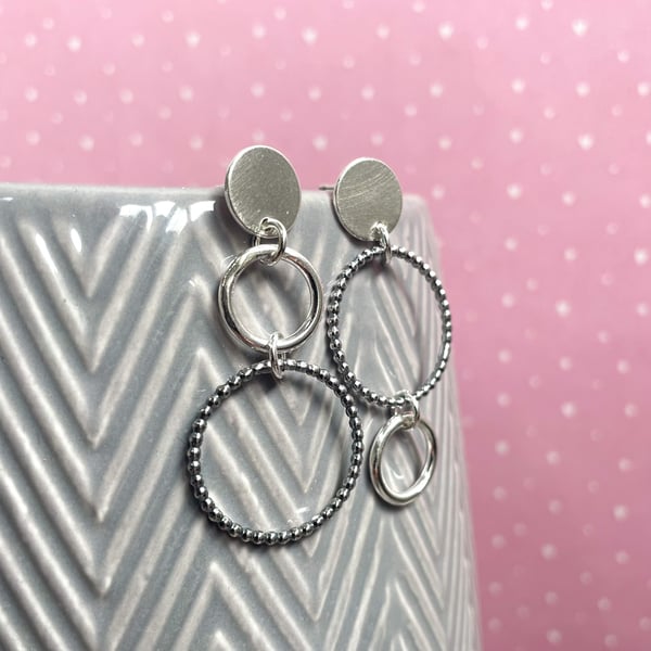 Sterling Silver Asymmetric Earrings