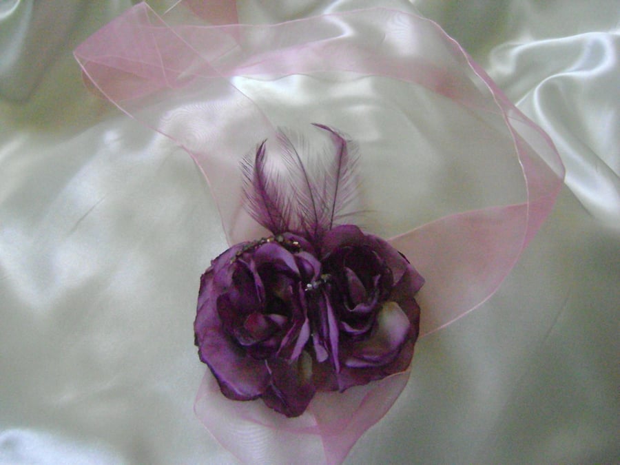 Belle - Lilac & Purple Beaded Flower Wrist Corsage