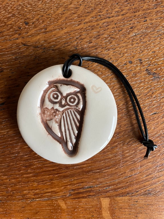 Perfectly Imperfect - Ceramic door plaque with owl design