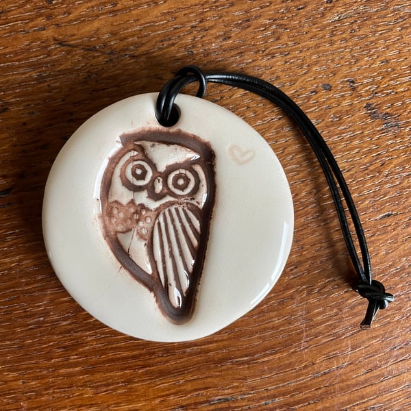 Perfectly Imperfect - Ceramic door plaque with owl design