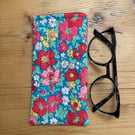 Liberty Cosmos Flower Print Quilted Fabric Glasses Case 