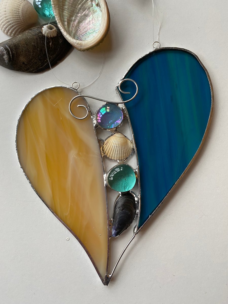 Stained Glass Shell Heart