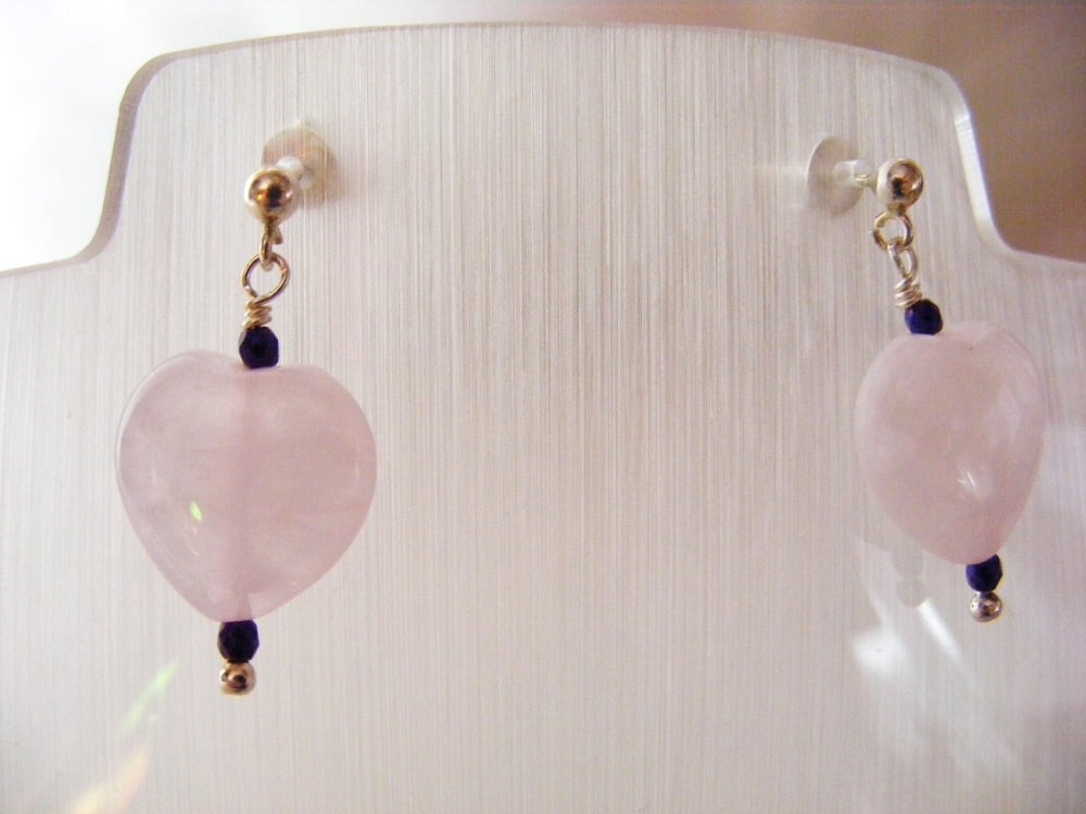 Rose Quartz Heart Drop Earrings