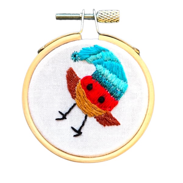 Minature cheeky robin embroidery hoop