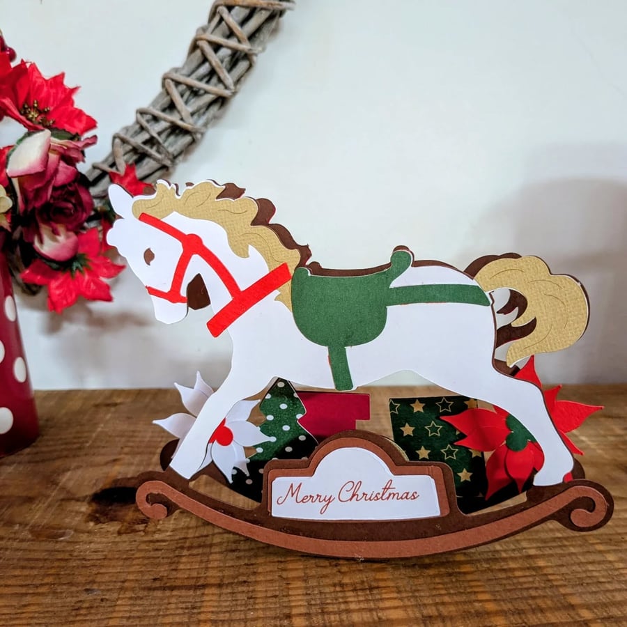 Christmas Rocking Horse Pop Up Card