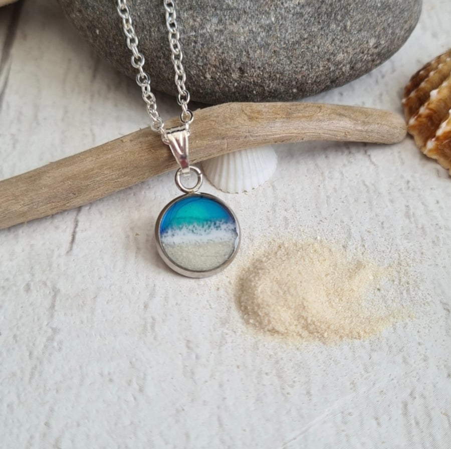 Real SandBeach sand,ocean Waves Pendant,Handmade Beach-Inspired Jewellery, Gift 