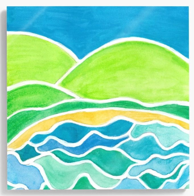 Acrylic wall tile. Printed from original painting titled 'Cove'