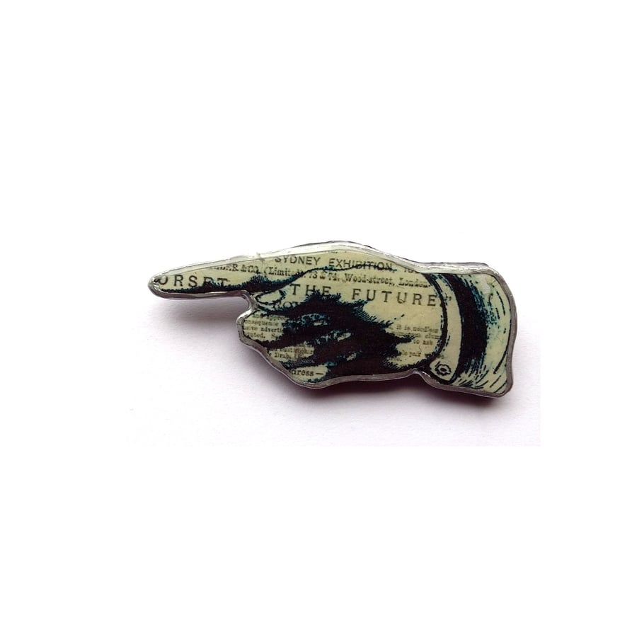 Whimsical literary Victoriana Unisex Hand Brooch by EllyMental