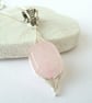 Rose quartz pendant necklace, wire wrapped - Image 4