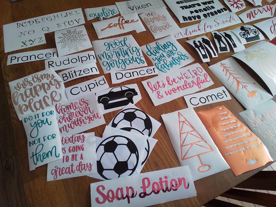 Cricut decals, pictures, etc. Various decals stickers