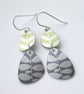 Pebble shaped mid century style lime green drop earrings - Image 3