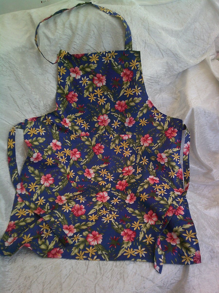 Hibiscus Flowers & Leaves Adult Apron