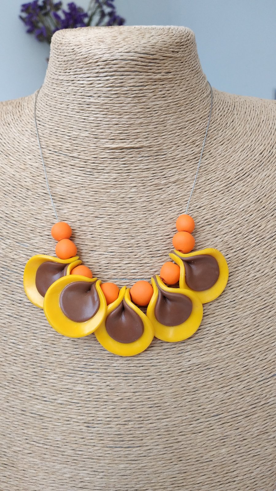 Festival handmade polymer clay necklace 