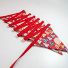 Red Nordic Christmas Tree - 12 or 15 flag fabric bunting