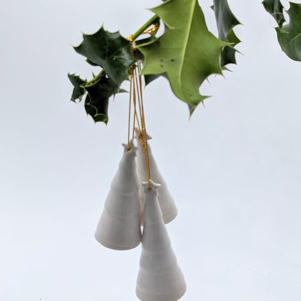 Porcelain Snowy Christmas Tree Decoration