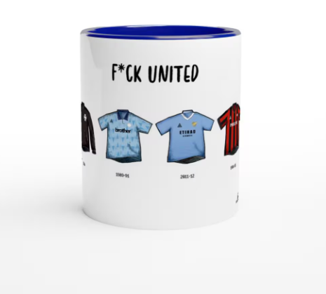 Manchester City Mug - Football Kits Through The Ages - Funny Gift