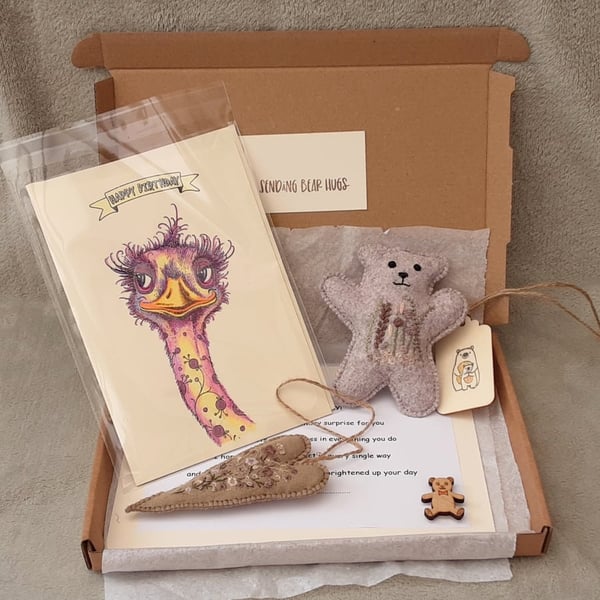 Teddy bear letterbox gift, sending bear hugs birthday gift box  