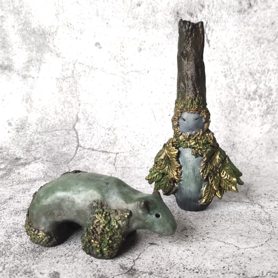 Forest Guardian Statues, Ancient Woodland Spirits, Bear Spirit Animal Totem