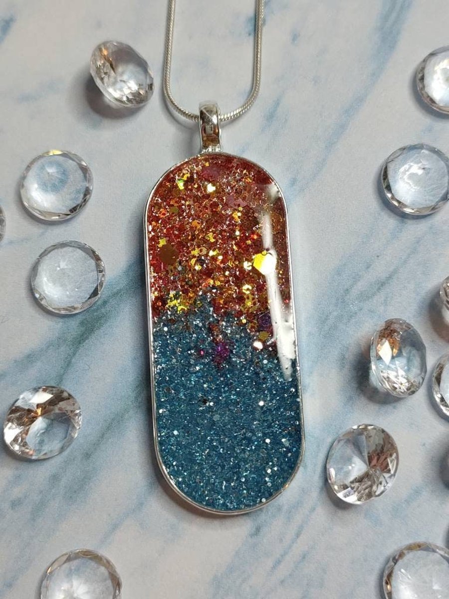 Dazzling Two-Tone Glitter Pendant