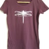 silver dragonfly womens eggplant short sleeve cotton T shirt