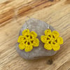 Yellow flower earrings on .925 silver hooks