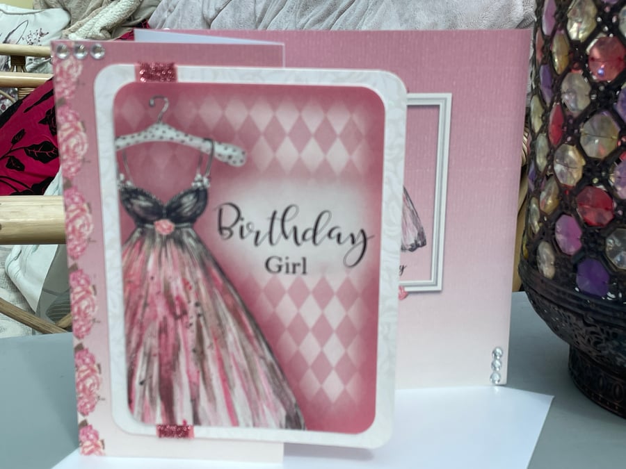 Luxury Birthday girl elegant dress birthday card