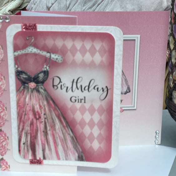 Luxury Birthday girl elegant dress birthday card